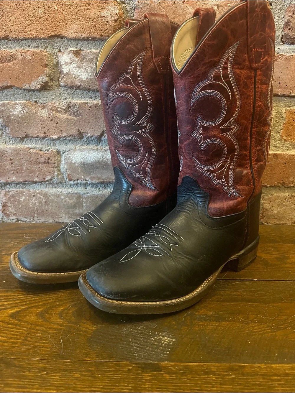 Old West Black and Brown Kids Western Cowboy Boots